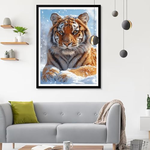 Diamond Painting Erwachsene Winter, Diamond Painting Tiger Diamant Painting Bilder Kinder, Full DIY Diamant Kunst Malen Nach Zahlen Malerei Stickerei Kreuzstich Wohnzimmer Dekoration 50x70CM SF-656 von Ynulann