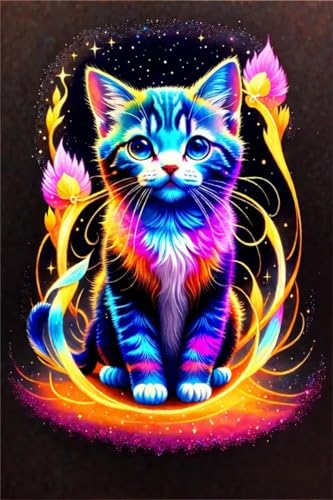 Katze Diamond Painting Erwachsene,Farbe Diamond Painting Set,5D DIY Diamant Painting Bilder Groß xxl 70x105cm Diamond-Painting,mit Diamond Painting Zubehör,für Zimmer Deko Aesthetic Geschenk Ly-5396 von Ynulann