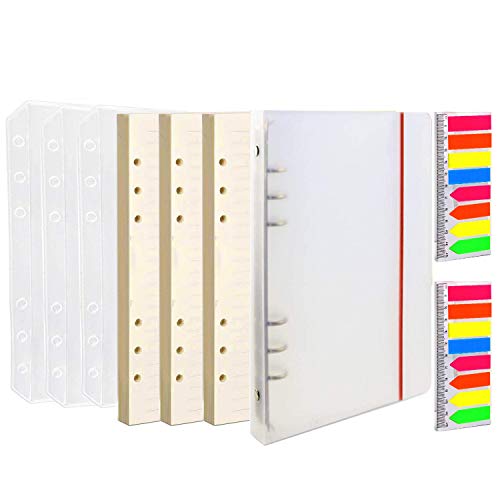 A6 Nachfüllpapier, 3PACK 45 Stück A6 Loseblattpapier, 1 Stück A6 6-Ring Binder Cover Shell, 2Pack Neon Page Markers, 3 Stück Binder Taschen, 6-Loch-Notebook-Nachfüllungen von YoMaris