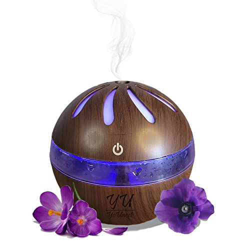 YoUneet Aroma Diffuser Luftbefeuchter 300 ML Für Ätherische Duftöle, Holz Optik, Schwarz Dunkel, LED 7 Farben Einstellbar, Für Yoga Büro SPA Schlafzimmer, Als Geschenk Für Mama, Freundin, Usw. von YoUneet