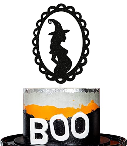 A Baby is Brewing Cake Topper, Halloween Baby Shower Dekorationen, Schwangere Hexe Kuchen Topper, Halloween Gender Reveal Party Dekorationen Schwarz Glitzer von Yochamc