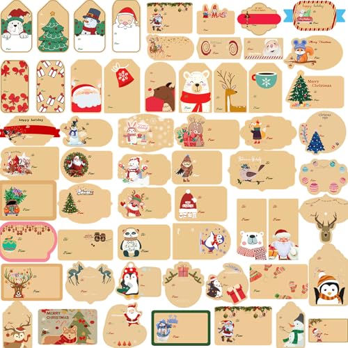 384PCS Weihnachten Geschenke Tags Aufkleber, Weihnachten Namensschilder Selbstklebende Aufkleber, Weihnachtsetiketten für Urlaub Dekorative Geschenke Weihnachten Geschenkpapier Namensetiketten von Yodeeni