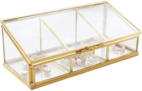 Schmuck Organizer Schmuckschatulle 3 Fach Reise Schmuckkästchen Mit Glasdeckel Schmuckkasten Geschenkidee Jewelry Box Zubehörbox Elegant Ringbox Ohrringbox Für Damen Und Mädchen SchmuckOrganizer von Yoeoefuo