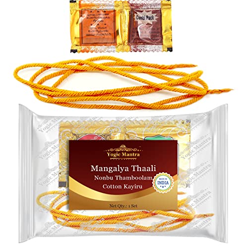 Yogic Mantra Mangalya Garn Set (48" Baumwollfaden + Haldi & Kumkum) Nonbu Thamboolam Mangalsutra, Mangalyam Thaali Mangal Sutra, Mangalaya Thali Thirumangalyam, Südindischer Thirumangalayam von Yogic Mantra