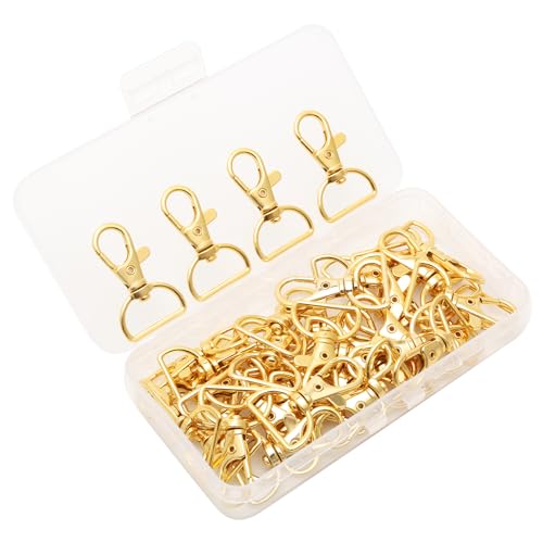 40 Stück Gold Metall Schlüsselanhänger Verschluss Karabiner, 360° Drehbar Karabinerhaken D-Ringen, Schlüsselanhänger-Haken mit D-Ring für Taschen, Schlüsselband-Clips, Schlüsselringe, Welpenketten von Yoicn Lth