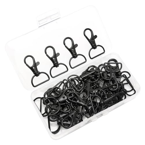 Karabinerverschlüsse, drehbarer Karabinerhaken, Schlüsselanhänger mit D-Ring für Taschen, Schlüsselband-Clips, Schlüsselanhänger, Welpenketten, Schwarz, 40 Stück von Yoicn Lth