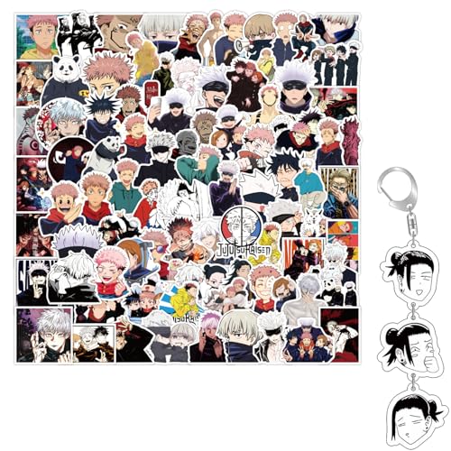 100 Anime Aufkleber mit 1 Schlüsselanhänger, Cartoon-Aufkleber, wasserdichte Vinyl-Aufkleber, für Scrapbooking Laptop Flasche, niedlicher Anime-Schlüsselanhänger, Anhänger für Rucksackzubehör Tasche 100 Anime Aufkleber mit 1 Schlüsselanhänger, Cartoon-Aufkleber, wasserdichte Vinyl-Aufkleber, für Scrapbooking Laptop Flasche, niedlicher Anime-Schlüsselanhänger, Anhänger für Rucksackzubehör Tasche von Yoimckay