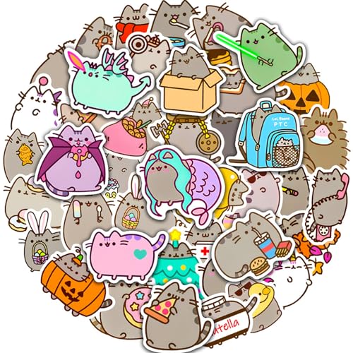 100 Blatt Cute Cat Cartoon Kinder Wasserdichte Aufkleber,Kawaii Anime Niedliche Katze Aufklebers,DIY Kätzchen Ästhetisch Dekoration Stickers für Motorrad Küche Laptop Gitarre Skateboard Wasserflasche von Yoimckay