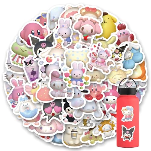 100 Blatt Cute Katze Cartoon Wasserdichte Aufkleber,Kawaii Cat Animal Anime Aufklebers,DIY Kinder Aufkleber,Niedlich Karikatur Kaninchen Tier Stickers für Tasse Koffer Laptop Gitarre Skateboard von Yoimckay