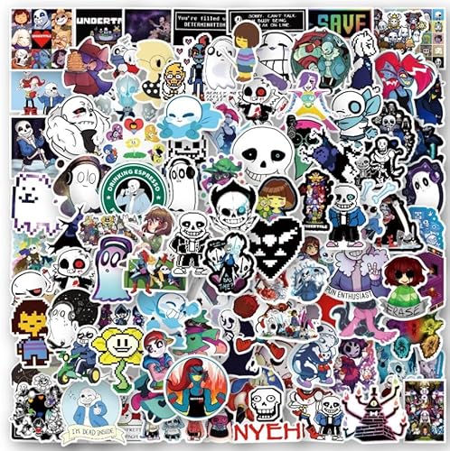 100 Stück Undertale Anime Aufkleber gemischte Coole Wasserdicht Game Sticker für Laptop Wasserflaschen Skateboard Telefon Koffer Auto Fahrrad Gepäck Computer, Vinyl Cartoon Sticker (C01) von Yoimckay