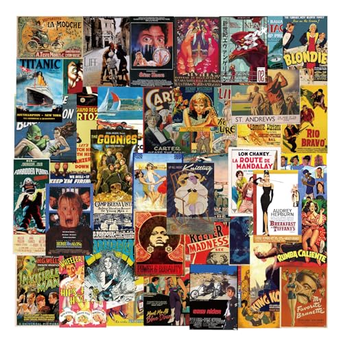 100 Stück Vintage Film Aufkleber,Cartoon Scrapbooking Aufkleber ästhetisch Retro Journalzubehör Kit,Vinyl Sticker für Laptop Skateboard Koffer Helm Auto Fahrrad Handy,für Kinder Teenager Erwachsene von Yoimckay