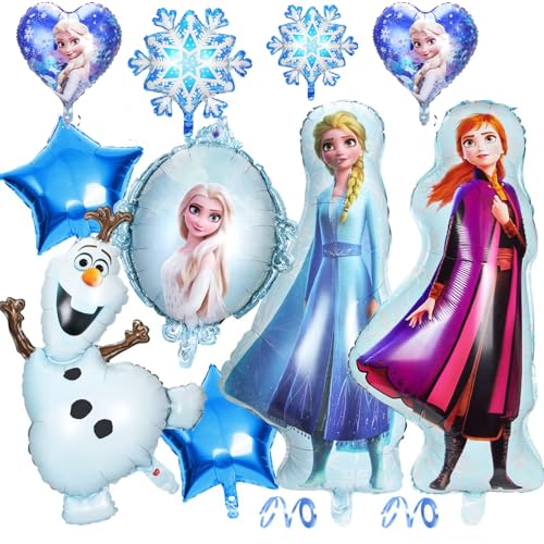 10PCS Geburtstagsdeko Prinzessin Ballon Luftballon, Cartoons Anime Schneeflocken Ballons,Party Luftballons Frozen Ballons, Ballon Dekoration für Prinzessin Thema Party, Mädchen Party Dekoration von Yoimckay