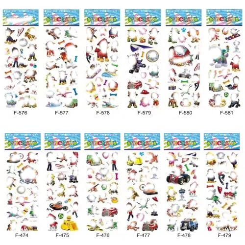 12 Blätter Cartoon Anime Dog Puffy Aufkleber Kinder Anime Sticker Set, 3D Kinder Anime Graffiti Aufkleber, Belohnung Kindersticker für Kindergeburtstag Mitgebsel,3D Sticker Kinder Kleinkinder von Yoimckay