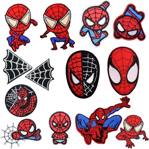 13 Pieces Spider Patches Zum Aufbügeln Jean Kinder, Sticker Gestickte BüGel-Patch Bestickte Aufnäher, Aufkleber, Patch für Kleidung, Taschen/Rucksäcke, Schuhe, Hüte, DIY Nähen Applikation von Yoimckay