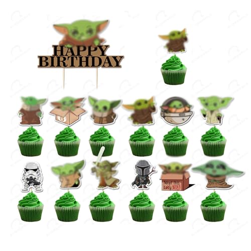 13 Stück Tortendeko Anime Geburtstag Cupcake Toppers Set, Cartoon Cupcake Toppers Dekoration, Happy-Birthday Cake Geburtstag Geburtstag für Mädchen Kinder für Geburtstagsfeiern Geeignet, Grün von Yoimckay