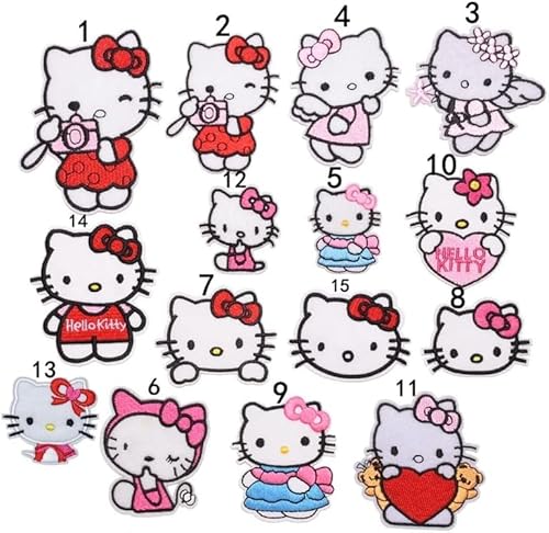 15 Stück Cartoon Niedlich Anime Patches zum Aufbügeln, Bestickte Aufnäher,Jean Patch Sticker, Aufnähen Bügelbilder Set,Sewing Applique, Flicken,Applikation,Textilien Bügelflicken für DIY Kleidung von Yoimckay