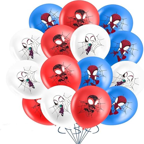 15 Stück Cute Spider Cartoon Luftballons für Mädchen,Weiß Blau Rot Latex Ballon Geburtstagsfeier Set,Spinne Held Anime Ballon Dekoration Karikatur Ballon,Kinder Ballons Party Geburtstags Schmücken von Yoimckay