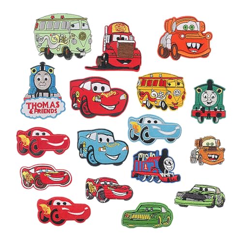 16 Stück Flicken zum Aufbügeln Kinder,Cartoon Anime Patches zum Aufbügeln Set,Bügelflicken Kinder Cars,Aufnäher Kinder,DIY Bügelbilder Kinder für Kleidung Jacken Rucksäcke Jeans Patches von Yoimckay