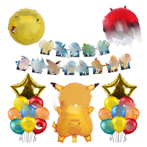 22 Geburtstagsdeko für Kinder, Geburtstagsdeko-Set, Elfenbein-Ballon, Geburtstagsdeko für Jungen und Mädchen, Cartoon-Bild-Ballons (kawaii) von Yoimckay