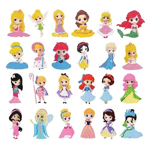 24 Stück 5D Diamond Painting Sticker, Anime Diamant Painting Bilder Kinder, Diamond Painting Anfänger Set, Cute Kawaii Schöne Handgemachte Deko, Sehr gut für Anfänger und Kinder Geeignet，Mehrfarbig von Yoimckay