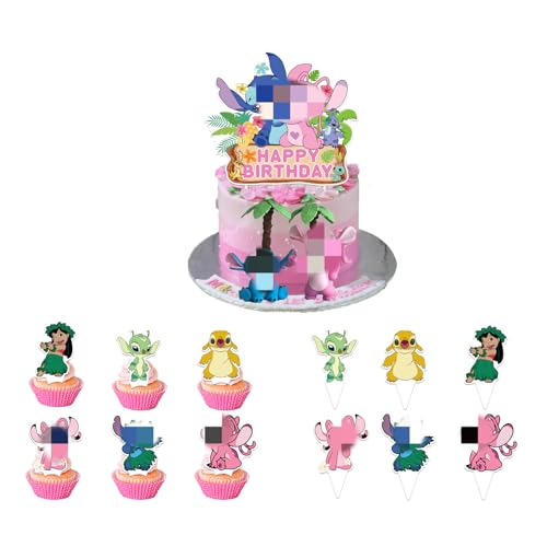 25 Stücke Mädchen Cartoon Anime Geburtstag Cupcake Toppers Set, Cupcake Toppers Dekoration, Happy Birthday Cake Geburtstag Deko Geburtstag für Mädchen Jungen Kinder, Rosa von Yoimckay