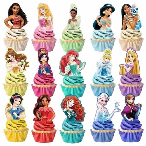 30 Pcs Princess Anime Tortenaufsätze für Kinder Mädchen,Cute Cartoon Prinzessin Karikatur Kuchenaufsätze Cupcakes Geburtstagskuchen und Muffins,Kawaii Tortendeko Thema Partyzubehör Tortenaufleger von Yoimckay