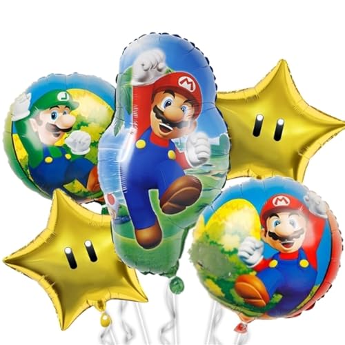 5 Stück Luftballons, Folienballons Super Brothers, Geburtstagsballons, klassische Spielzeugfiguren, Zeichentrickfiguren, Kinderballons, Geburtstagsdekoration super brothers von Yoimckay