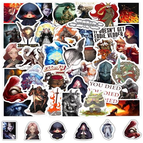 50 Blatt Cool Cartoon DIY Wasserdichte Aufkleber,Fun Ritter Spiel Anime Aufklebers,Cute Game Karikatur Krieger Stickers Abenteuerspiele Aufkleber für Tasse Motorrad Koffer Laptop Gitarre Skateboard von Yoimckay