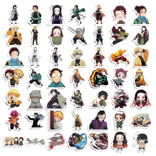 50 Stück Aufkleber Set, Kamado Nezuko Tanjirou Zenitsu Cartoon Anime Manga Elemente Aufkleber, Wasserfeste Vinyl Graffiti Stickers für Laptop Skateboard Koffer Helm Motorrad Auto Fahrrad Handy, A04 von Yoimckay