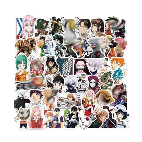50 Stück Aufkleber Set,Lully Zoro Kakashi Kamado Nezuko Anime Manga Elemente Aufkleber,Wasserfeste Vinyl Graffiti Stickers für Laptop Skateboard Koffer Motorrad Auto Fahrrad Handy,für Kinder Junge von Yoimckay
