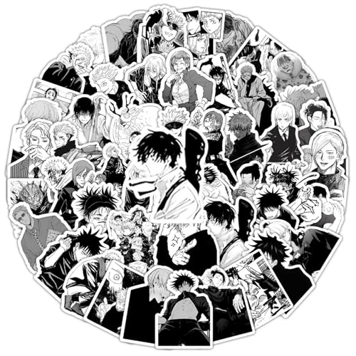 Yoimckay 50pcs Anime gemischt Aufkleber, Manga Schwarz-Weiß-Aufkleber,Cartoon Aufkleber Vinyl wasserdichte Sticker Pack für Scrapbook,Skateboard,Auto,Gepäck,Laptop, für Kinder, Teenager, Erwachsene von Yoimckay