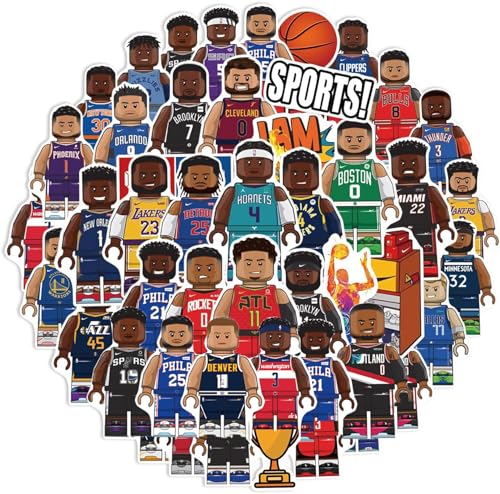 50pcs Niedliche Cartoon Basketball Aufkleber,Basketball-Star Aufkleber, Vinyl Wasserfest Basketball Sticker,Stücke Niedlich Deko Sticker für Laptop,Wasserflasche, Auto, Für Kinder Erwachsene von Yoimckay