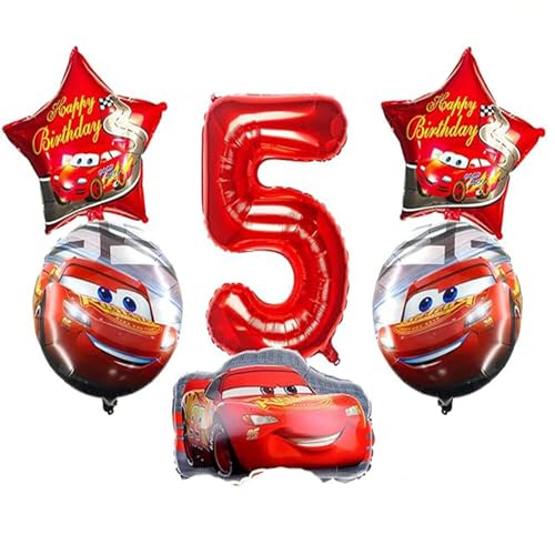 6 Stück Cartoon Auto Party Ballons,Cute Car Karikatur Ballon,Cool Auto Anime Ballon,Aluminiumfolie Ballons Dekoration,5 Jahre Luftballon,Niedlich Kinder Festival Themen Party Ballon Schmücken,Rot von Yoimckay