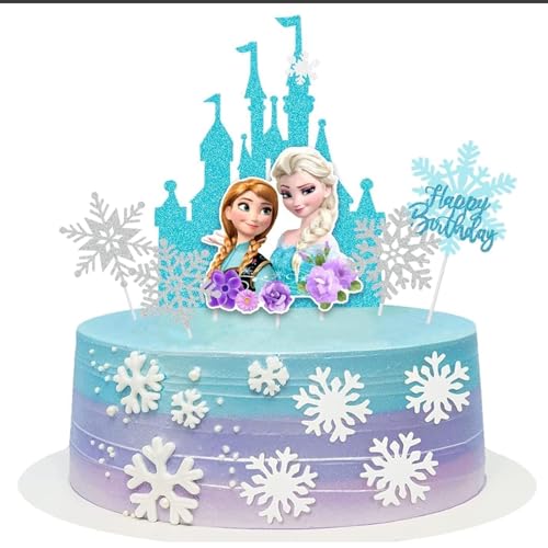 6 Stück Frozen Kuchendekorationen, Cartoon Anime Frozen Cake Topper, Cartoon Frozen Princess Cake Topper Niedliche Cake Topper, für Kindergeburtstag Party Dekoration von Yoimckay