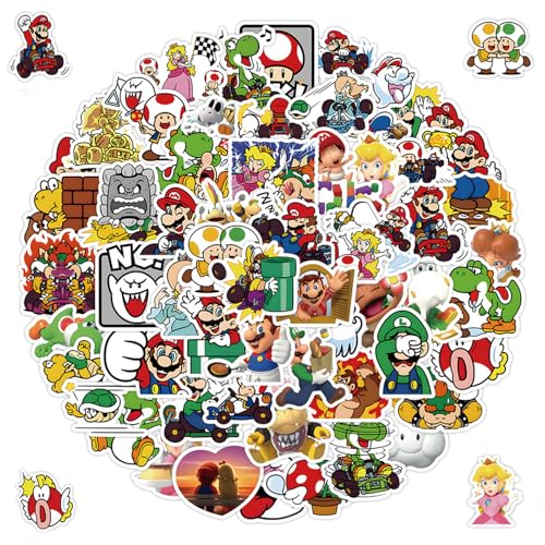 60 Blatt Cute Cartoon Spiel Wasserdichte Aufkleber,Kinder Anime Aufklebers,DIY Tier Dinosaurier Pilz Game Aufkleber,Kawaii Niedlich Karikatur Stickers für Tasse Gitarre Koffer Laptop Skateboard von Yoimckay