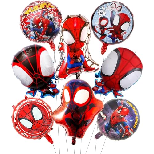 8 Stück Folienballon Geburtstag Kit, Spider Kindergeburtstag Deko Folienballon, Anime-Themen Kindergeburtstag Ballon Set, für Kindergeburtstag Thema Party Supplies Deko von Yoimckay