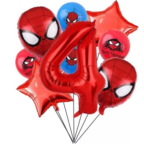 9 Stück Geburtstagsdeko 4 Jahre Junge, Anime Luftballons und Ballon Geburtstag Deko Themenparty Junge, Blau Nummer 4 Ballons Kindergeburtstag Deko Latexballon Folienballons für Happy Birthday DIY von Yoimckay