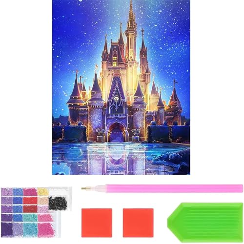 Diamond Painting Erwachsene Kinder,5D Cartoon Diamant Painting Bilder,DIY Diamant Malerei Vollbohrer Stickerei Malerei Crystal Strass Stickerei für Haus,Wand Dekoratione,Cartoon Schloss,30x40cm von Yoimckay