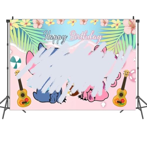 Hintergrund für Kindergeburtstag, Stitch-Tischdecke für Kindergeburtstag, Cartoon-Geburtstagshintergründe, Geburtstagstischdecken, Party-Dekoration, Foto-Requisiten (Rosa) von Yoimckay