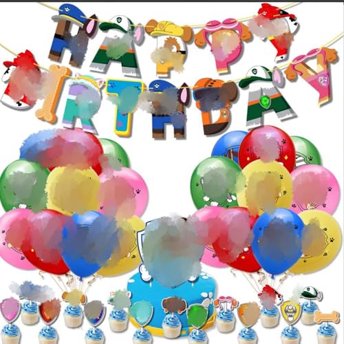 Hunde-Geburtstagsballons, 37 Anime-Hunde-Geburtstagsdekorationen, Kindergeburtstagsdekorationen, Happy Birthday-Banner, großer Hund-Folienballon von Yoimckay