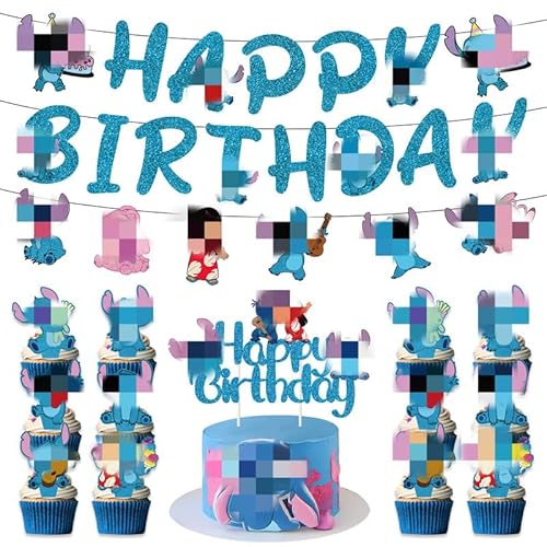 Kinder Geburtstag Deko, 15 PCS Geburtstagsdeko, Party Deko mit Banner, Cake Topper, Luftballon, Foil Balloons für Kinder Geeignet, Décorations de Fête Adaptées aux Thèmes de l'anime, blau von Yoimckay