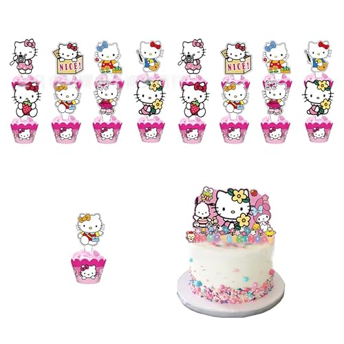 Kuchen Dekoration, 25 Stück Cartoon Cake Toppers Set, Cartoon Themen Geburtstage Dekoration, Happy Birthday Cake Topper, Partyzubehör für Kinder, Geeignet Dekoration für Mädchengeburtstage von Yoimckay