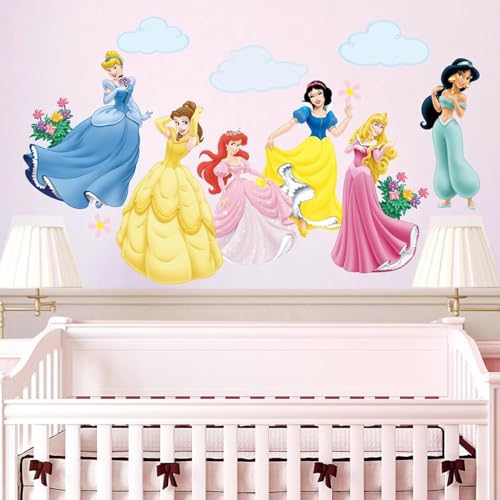 Prinzessinnen Wandaufkleber,Cartoon Wandaufkleber,Kinder Wandaufkleber,Wandtattoo Prinzessin Kinder abnehmbare Vinyl Wandaufkleber für Kinderzimmer Babyzimmer Mädchenzimmer(rosa) von Yoimckay