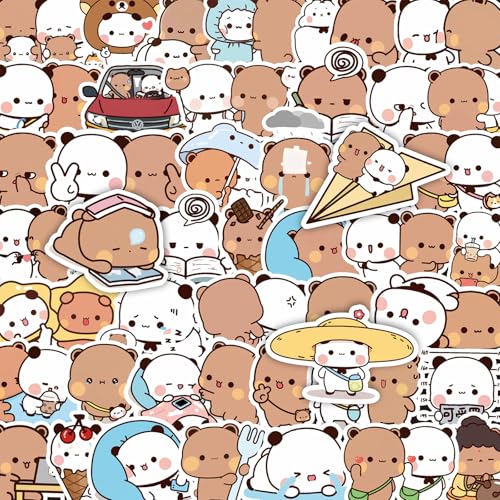 Yoimckay 100 Stück niedliche Kawaii Stickers, niedliche Panda-Vinyl-Aufkleber, lustige Panda-Aufkleber, niedliche Tieraufkleber, wasserdichte Vinyl-Aufkleber, für Laptop, Gepäck, Scrapbook von Yoimckay