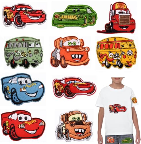 Yoimckay 10pcs Cartoon Anime Patches zum Aufbügeln, Kawaii Anime Cars Flicken zum Aufbügeln Kinder,DIY Patches zum Aufbügeln Set, für Aufnähen oder Aufbügeln auf Kleidung, Kleid, Jeans, für Kinder von Yoimckay