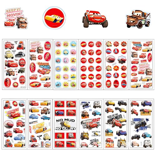 Yoimckay 12 Stück Cartoon Cars Sticker,3D Puffy Anime Stickers Auto, Wasserdicht Vinyl Stickers,Sticker Set für Skateboards,Bottle,Schultaschen,Cool Sticker für Kinder Jungen Jugendliche Erwachsene von Yoimckay