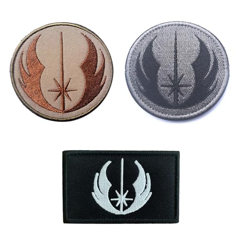 Yoimckay 3 Stück Jedi Orden Ritter Symbol Patches Set, Aufbügelflicken Kinder Knie Aufnäher zum Aufbügeln, mit Klettverschluss Taktische Militär Moral Appliques Emblem Abzeichen Patch von Yoimckay