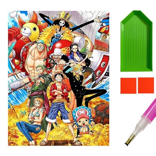 Yoimckay Cartoon 5D Diamond Painting Kinder, DIY Anime Luffy Nika Zoro Nami Diamond Painting, Full Drill Cross Stitch Embroidery Kits für Kinder und Erwachsene Anfänger, für Wohnzimmer Schlafzimmer von Yoimckay