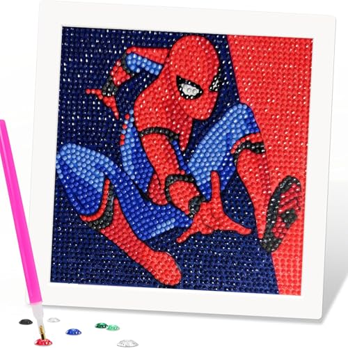 Yoimckay Cartoon Diamond Painting mit Rahmen,5D Diamant Painting Bilder,18x18cm,DIY Diamantmalerei Mosaikherstellung Kit für Kinder Erwachsene Anfänger,Diamond Painting Aufkleber für Home Deko von Yoimckay