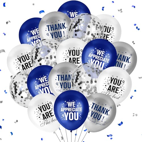 Luftballons mit Aufschrift "Thank You", "We Appreciate You", Blau und Silber, für Mitarbeiter, Wertschätzung, Geschenke, Dankeschön für alles, was Sie tun, Dekoration für Mitarbeiter, Lehrer, von Yoirrat